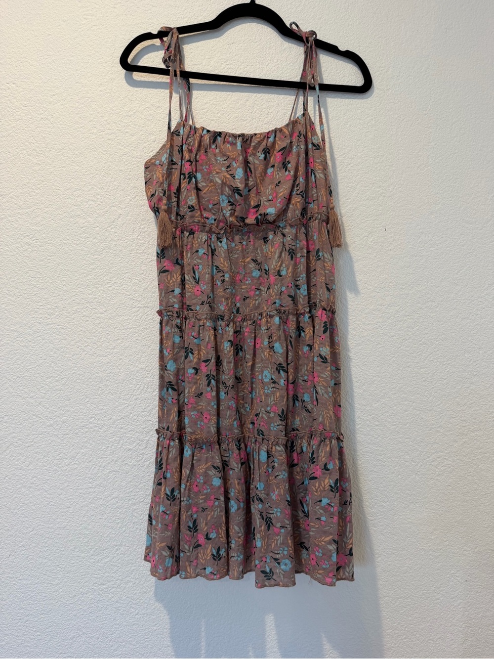 PinkBlush Maternity Sleeveless Floral Tiered Midi Dress